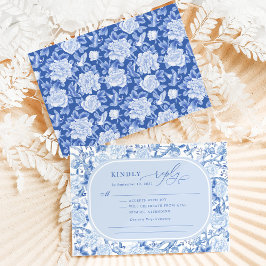 Tarjeta Classic Blue Chinoiserie Bird Peony Wedding RSVP