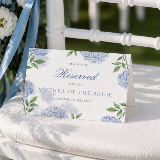 Tarjeta Classic Blue Hydrangea Wedding Reserved Seat Card (Subido por el creador)