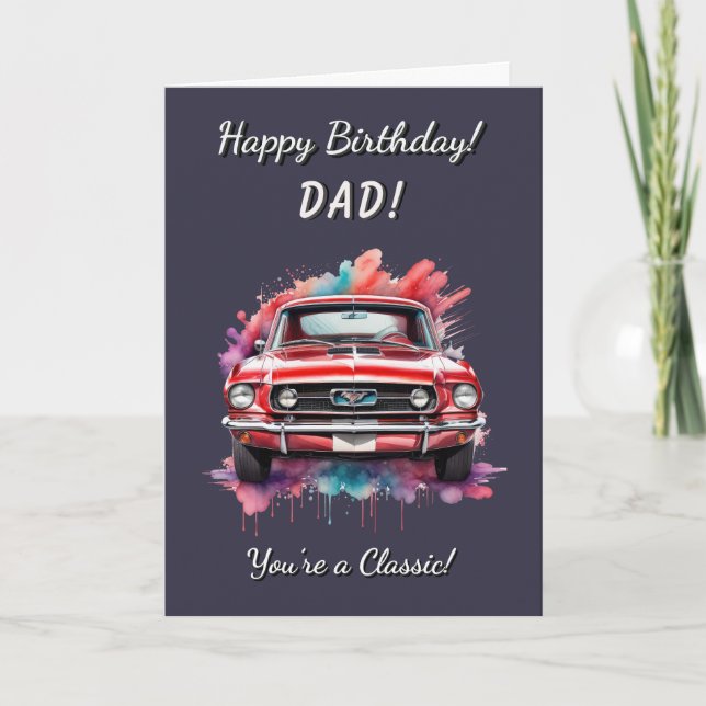 Tarjeta Classic Pony Car Red Musc Car Birday (Anverso)