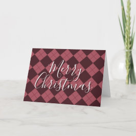 Tarjeta Classic Red Argyle "Merry Christmas" Non-Photo