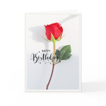 Classic Red Rose Birthday folded Greeting Card