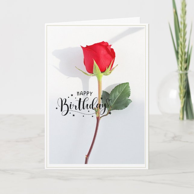 Tarjeta Classic Red Rose Birthday folded Greeting Card (Anverso)