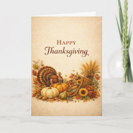 Tarjeta Classic Rustic Thanksgiving Turkey Harvest 