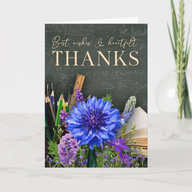 Tarjeta Classroom Theme Floral Teacher Thank You (Anverso)