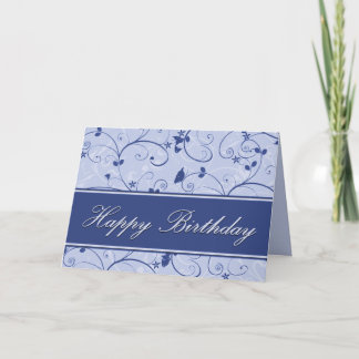Tarjeta Classy Blue Natural Swirl Birday Card