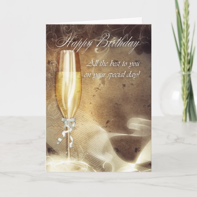 Tarjeta Classy Business Birday Card - Champagne (Anverso)
