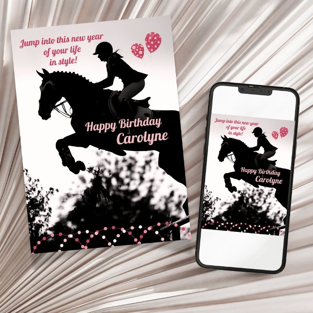Tarjeta Classy Showjumping Birday Card para Chicas (Classy Showjumping Birthday Card for Girls)