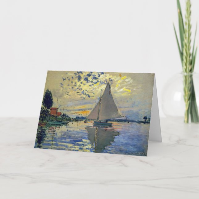 Tarjeta Claude Monet - Barco de vela en Le Petit-Gennevill (Anverso)