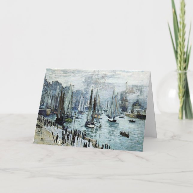 Tarjeta Claude Monet, barcos de pesca que salen del puerto (Anverso)