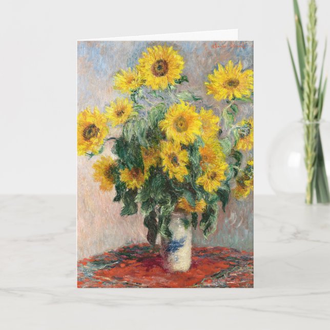 Tarjeta Claude Monet Bouquet of Sunflowers 1881 Art (Anverso)