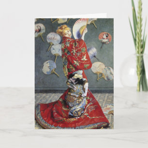 Tarjeta Claude Monet Camille con kimono rojo japonés Arte