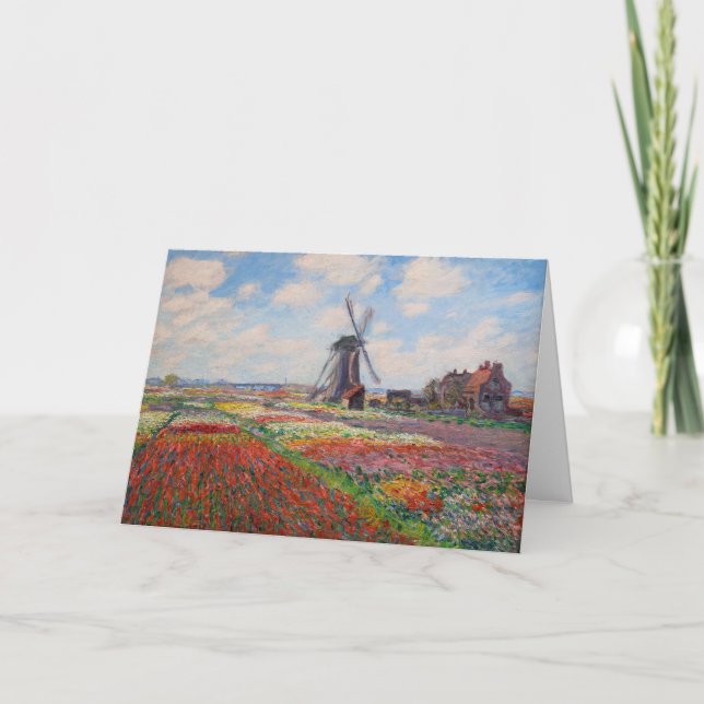 Tarjeta Claude Monet - Campo de tulipanes en Holanda (Anverso)