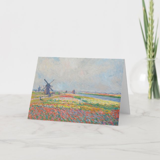 Tarjeta Claude Monet - Campos de Tulipanes cerca de La Hay (Anverso)