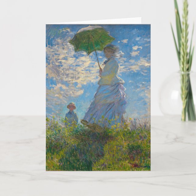 Tarjeta Claude Monet con una sombrilla (Anverso)