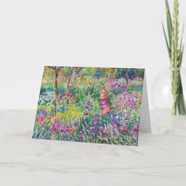Tarjeta Claude Monet - El jardín del Iris en Giverny (Anverso)