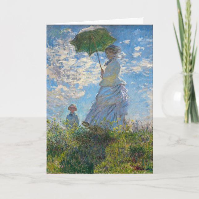 Tarjeta Claude Monet - El paseo, mujer con sombrilla (Anverso)