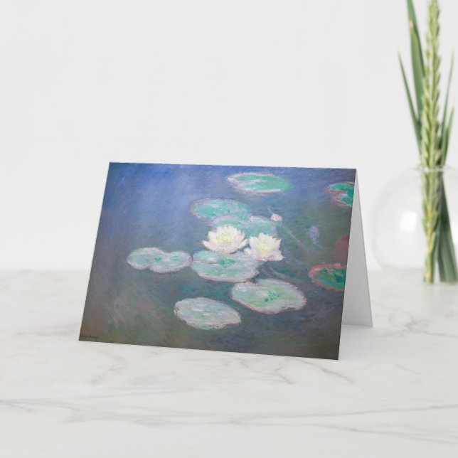 Tarjeta Claude Monet - Lilies de agua, efecto nocturno (Anverso)