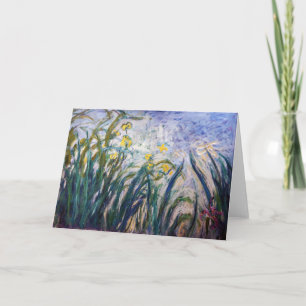 Tarjeta Claude Monet - Lirios amarillos y púrpuras