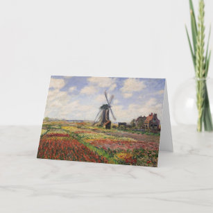 Tarjeta Claude Monet   Molino de viento Tulip Fields Rijns