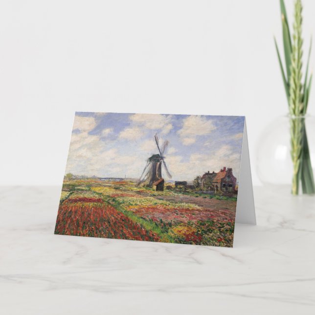 Tarjeta Claude Monet | Molino de viento Tulip Fields Rijns (Anverso)