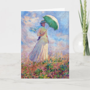 Tarjeta Claude Monet - Mujer con un parasol mirando a la d