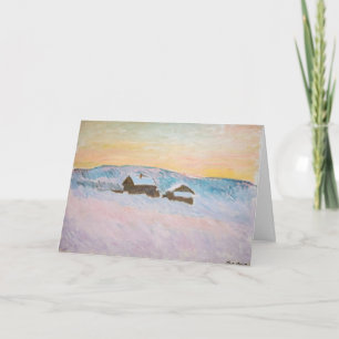 Tarjeta Claude Monet - Paisaje de Noruega, Casas Azules