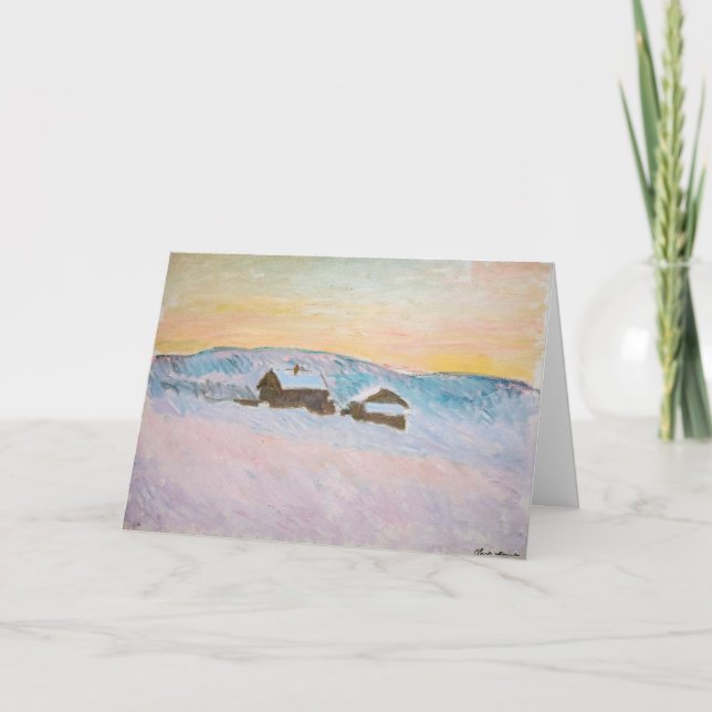 Tarjeta Claude Monet - Paisaje noruego, casas azules (Anverso)