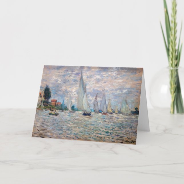 Tarjeta Claude Monet - Regata de barcos en Argenteuil (Anverso)
