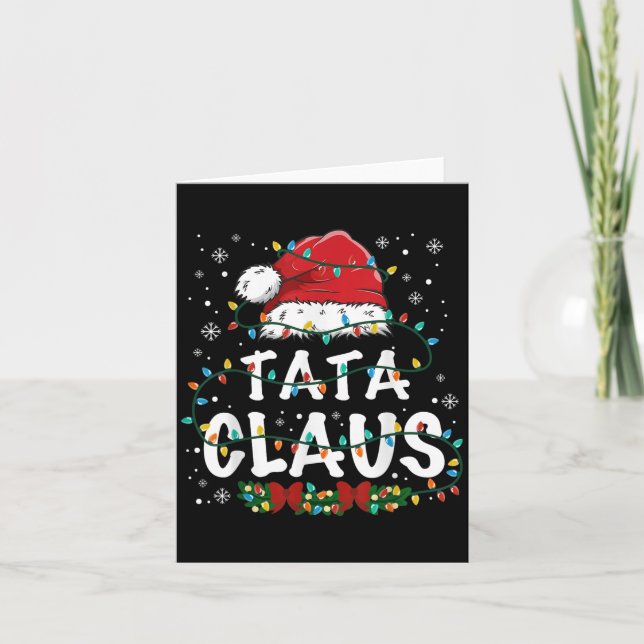 Tarjeta Claus Luces Divertidas De Navidad Pijama Familia C (Anverso)