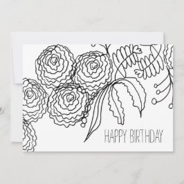Tarjeta Clavel de colorido cálido Arte botánico de flores