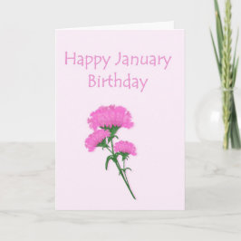 Tarjeta Claveles del cumpleaños de enero