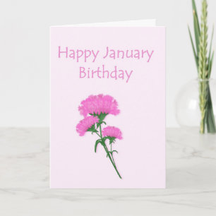 Tarjeta Claveles del cumpleaños de enero