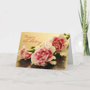 Tarjeta Claveles del rosa del feliz cumpleaños florales