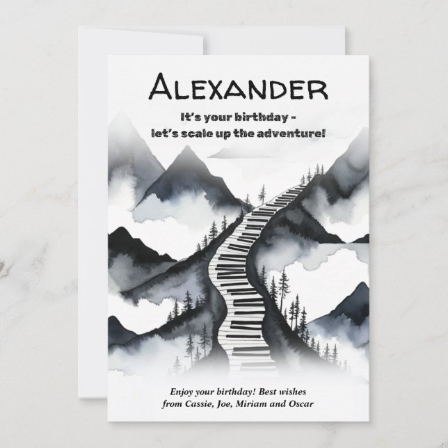 Tarjeta Claves de piano música Montes de teclado Escalar c (Anverso)