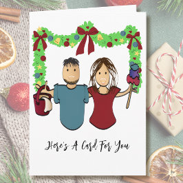 Tarjeta Cleaning Male Female Cartoon Thank You Christmas