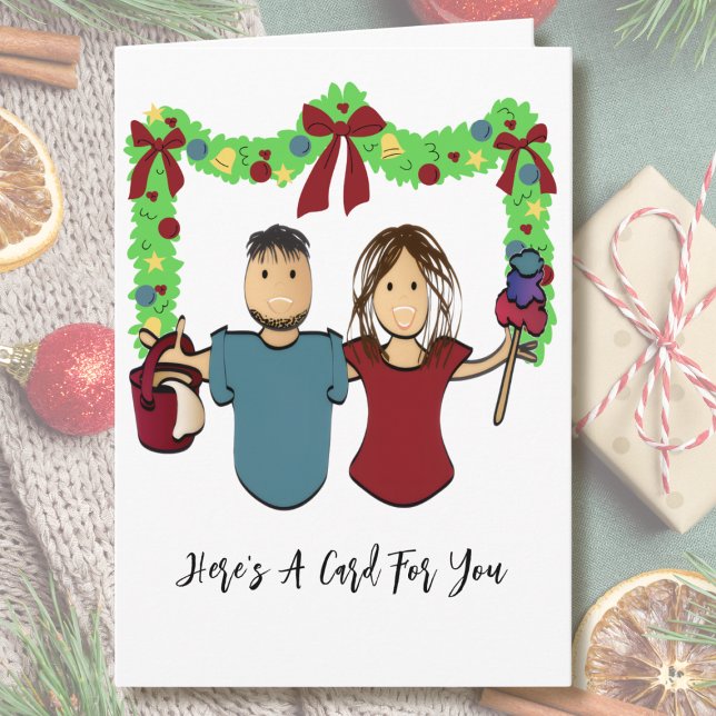 Tarjeta Cleaning Male Female Cartoon Thank You Christmas  (Subido por el creador)