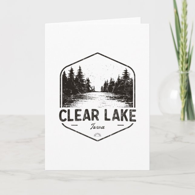 Tarjeta Clear Lake Iowa Outdoors Vintage 1  (Anverso)