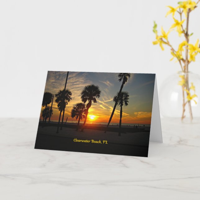 Tarjeta Clearwater Beach Sunset (flor amarilla)