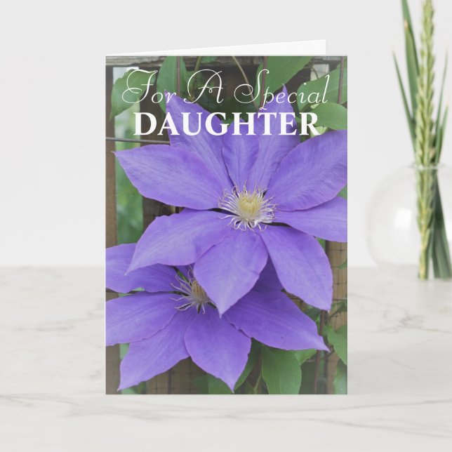 Tarjeta Clemátide Morada Día de la Madre Floral (Anverso)