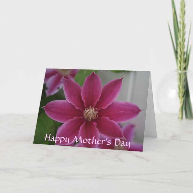 Tarjeta Clematis, feliz día de la madre (Anverso)