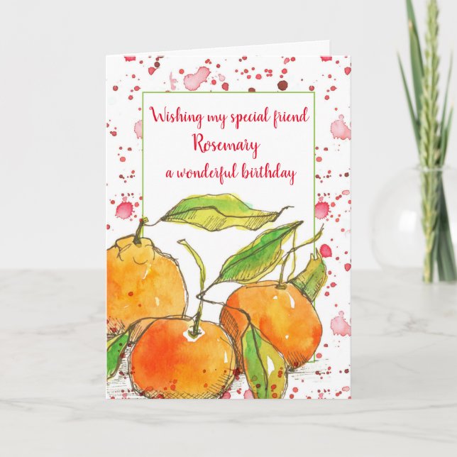 Tarjeta Clementines Fruit Happy Birday Friend Personalizad (Anverso)