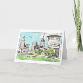 Tarjeta Cleveland Skyline plegado Notecard
