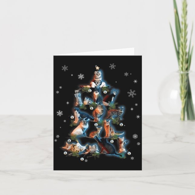 Tarjeta Clic Holiday Kitty Cat Christmas Tree Meowy Catmas (Anverso)
