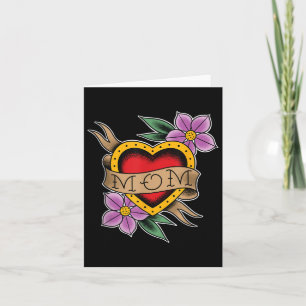 Tarjeta Clic Mom Heart Y Flores Old School Tattoo Art