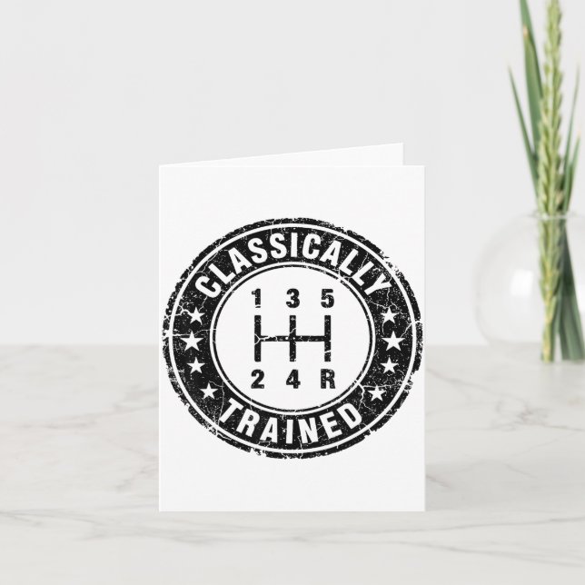 Tarjeta Clically Trained Car Guy Manual Transmission Stick (Anverso)