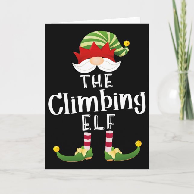 Tarjeta Climbing Elf Group Christmas Funny Pajama Party  (Anverso)