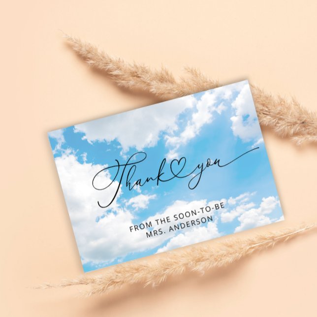 Tarjeta Cloud 9 Elegant Bridal Shower Thank You Card (Subido por el creador)
