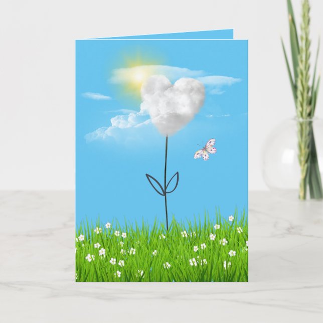 Tarjeta Cloud Heart Flower Thinking of You (Anverso)
