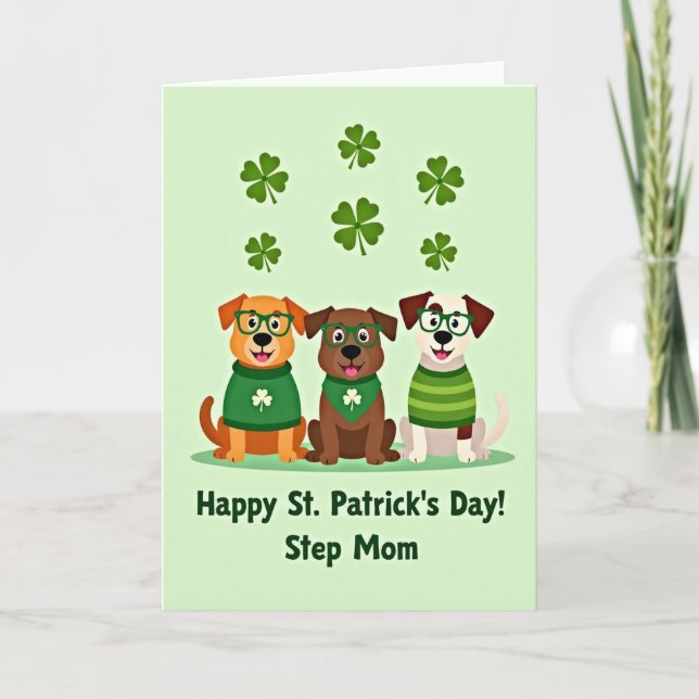 Tarjeta Clover Dogs Pattern Holiday Card (Anverso)