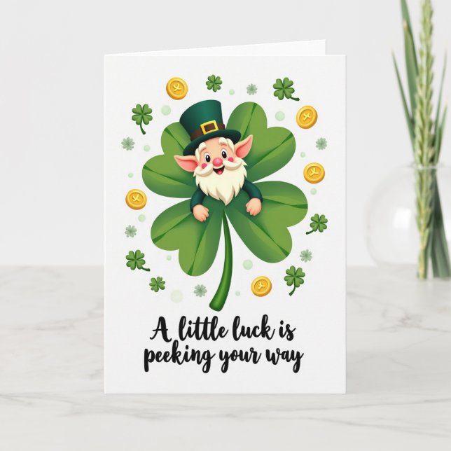 Tarjeta Clover Leprechaun Luck Card (Anverso)
